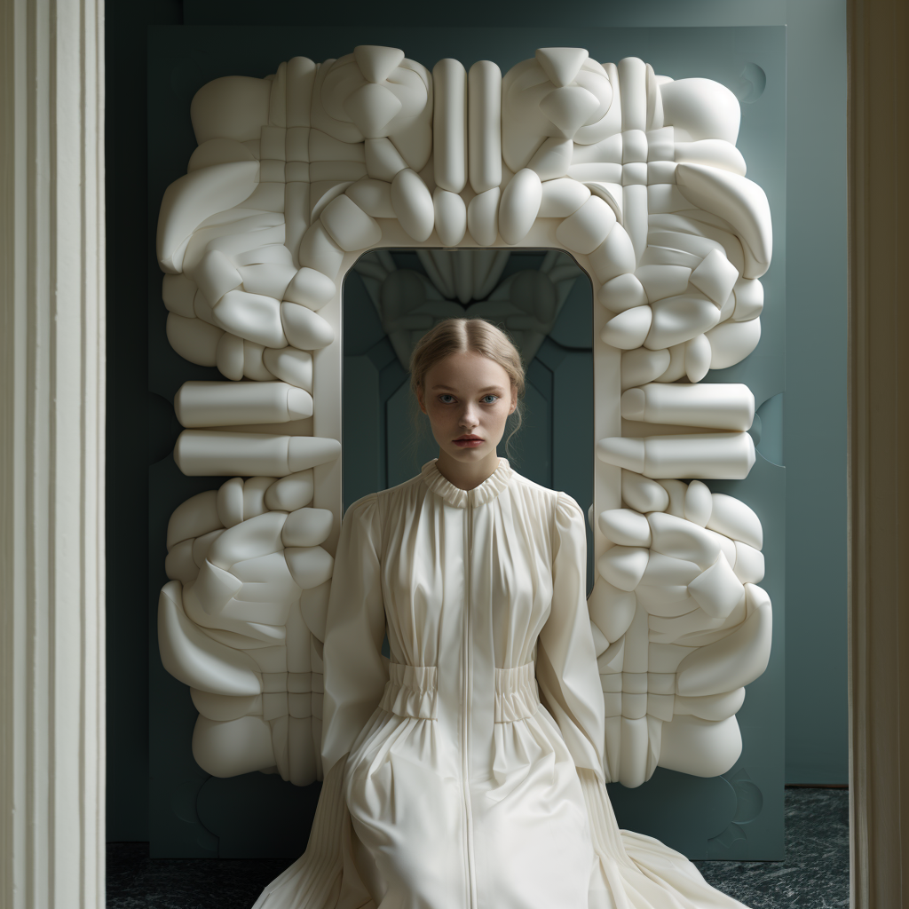 Limited-edition sculptural piece designed in Paris. Studio KI explores new approaches to usage through form. Neutral tone Leather mirror (studio ki 2025)