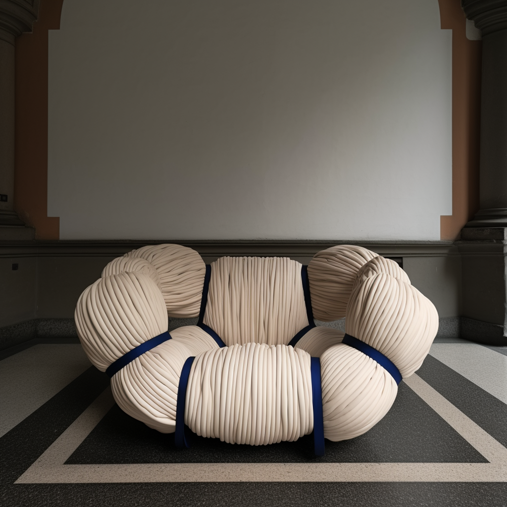 Limited-edition sculptural piece designed in Paris. Studio KI explores new approaches to usage through form. Light natural high-quality leather ropes (studio ki 2025)