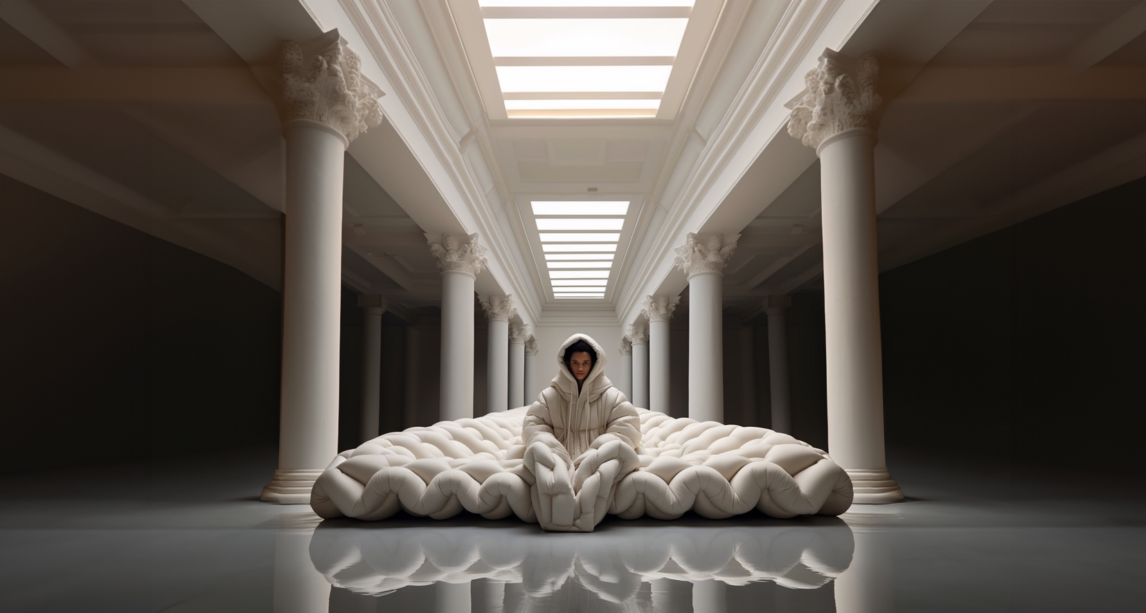 Limited-edition sculptural piece designed in Paris. Studio KI explores new approaches to usage through form. Leather fashion knots sculptural sofa inspired by Moncler (studio ki 2025)